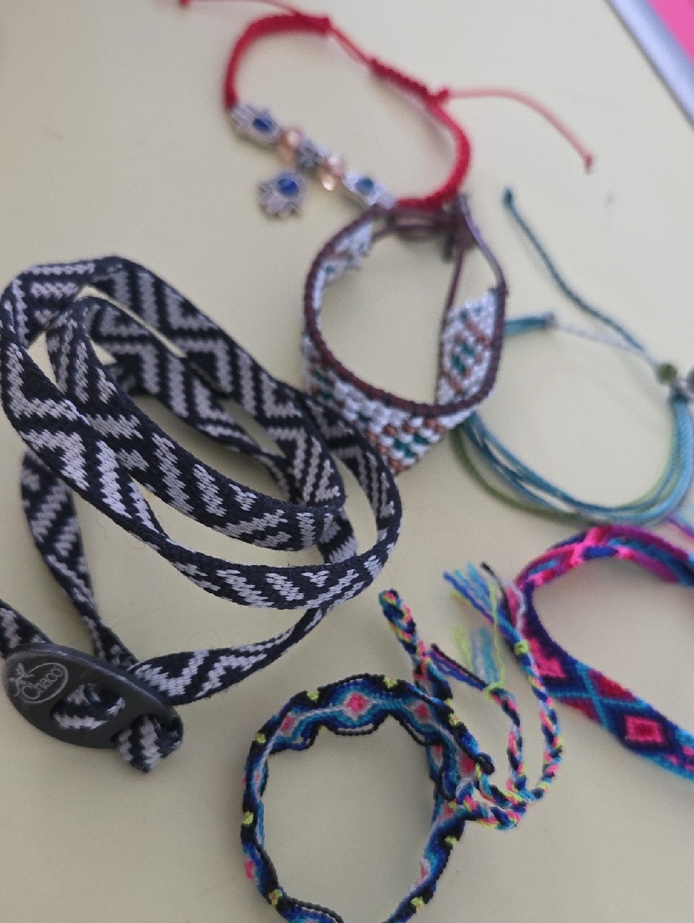 9 Beaded Friendship Look Bracelets  Black, Red, White, Multicolor...